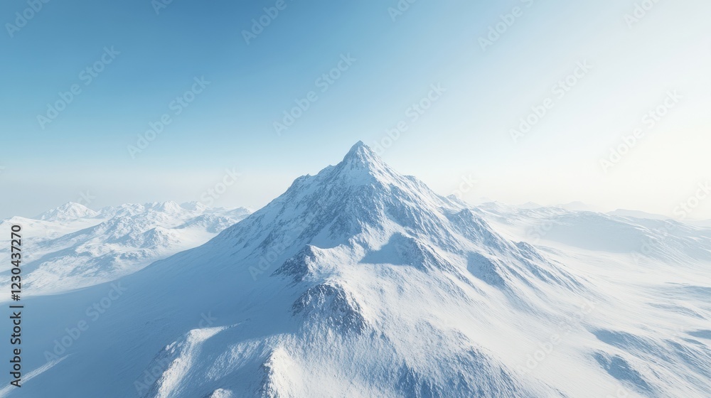 Obraz premium Snowy mountain peak under a clear blue sky in winter