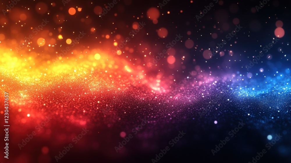 Naklejka premium Colorful sparkling particles on dark background: vibrant abstract light art