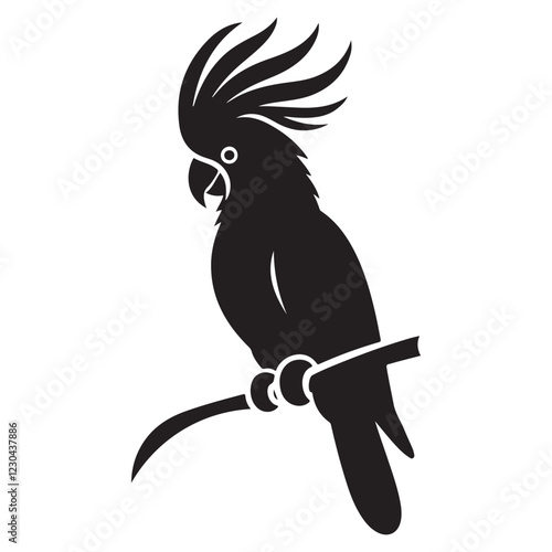 Black Cockatoo Silhouette Vector Illustration