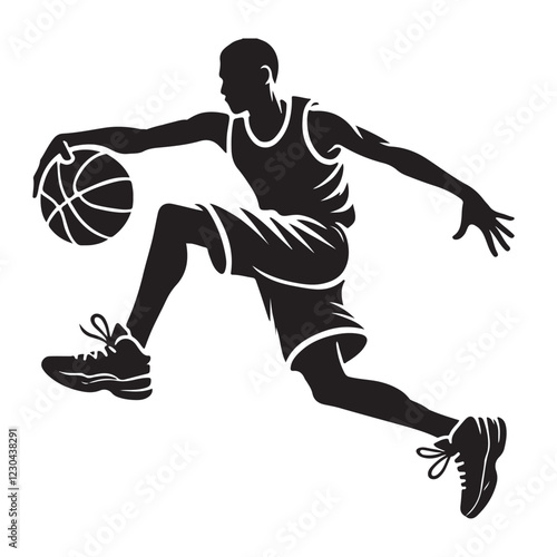 Basketball Player Silhouette Dunking Illustration