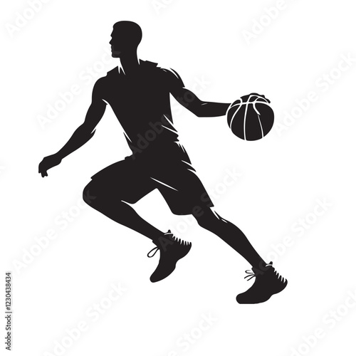 Dynamic Basketball Player Silhouette Dribbling Illustration