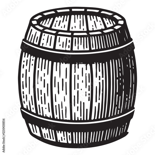Vintage Wooden Barrel Silhouette Vector Graphic