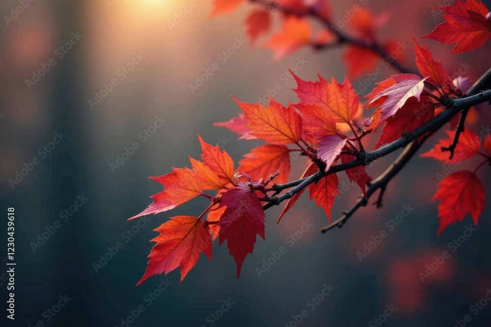 Crimson and amber leaves cling to skeletal branches, barren winter, crimson, autumn Crimson and amber leaves cling to skeletal branches, barren winter, crimson, autumn