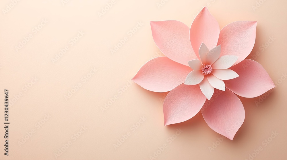 Peach paper flower on pastel background; ideal for cards, invitations or blogs Peach paper flower on pastel background; ideal for cards, invitations or blogs