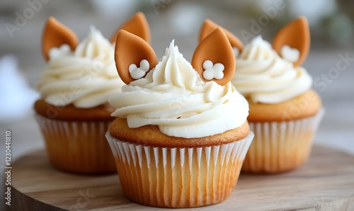 Adorable fox cupcakes, kitchen setting, sweet treat, baking blog photo