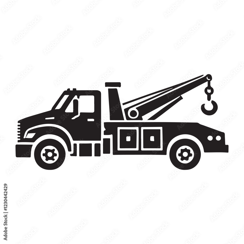 Tow Truck Silhouette Vector Illustration Tow Truck Silhouette Vector Illustration