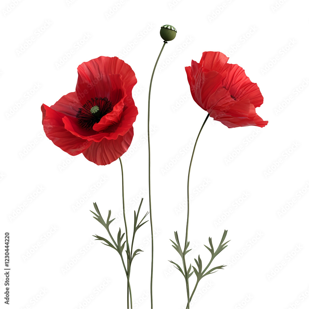 Obraz premium Red Poppies on Black Background