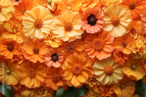 A vibrant collection of orange and peach colored flowers