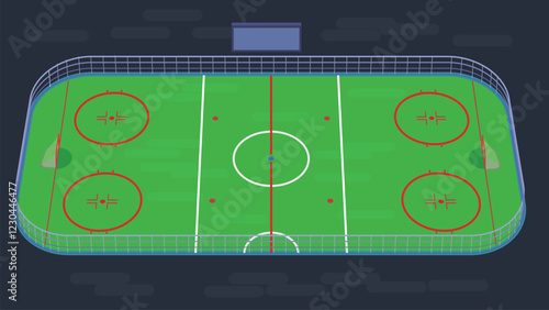 Hockey field, Sports field, stadiums vector isometric illustrations