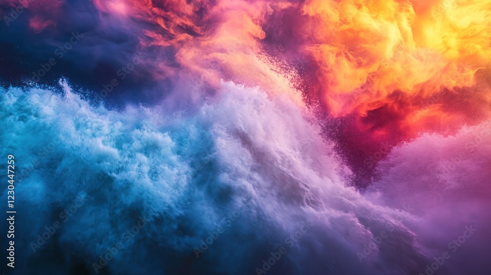 Fiery sunset over stormy ocean waves Fiery sunset over stormy ocean waves