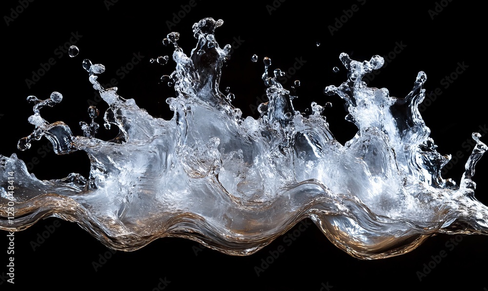 Dramatic water splash against black background. Dramatic water splash against black background.