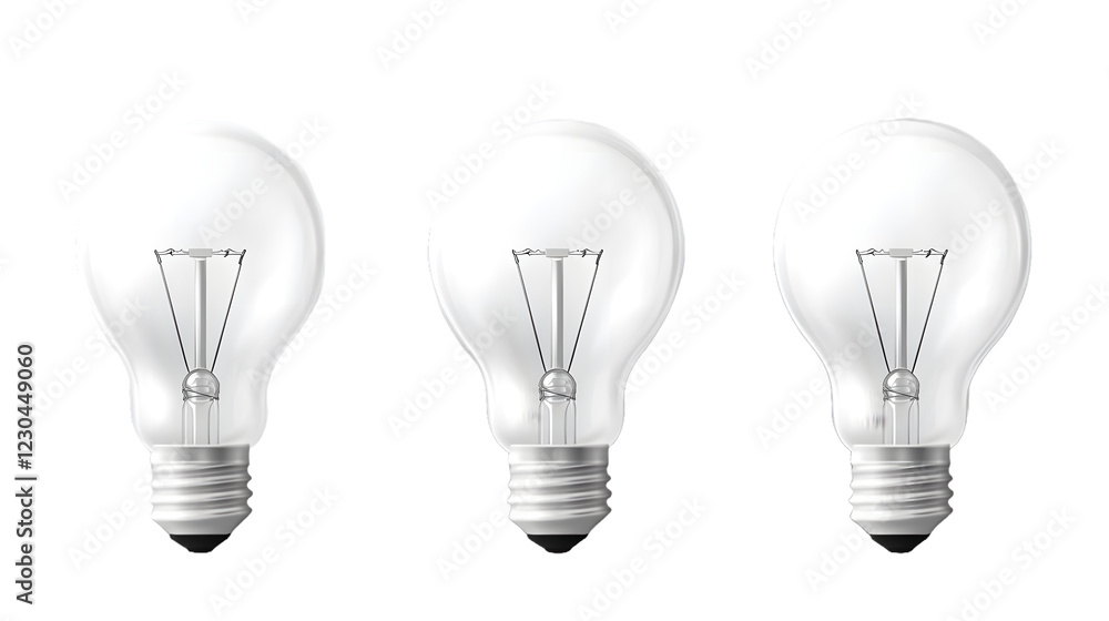 White light bulbs set isolated on transparent background White light bulbs set isolated on transparent background