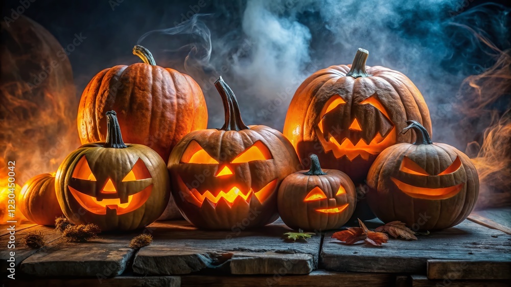 Spooky Halloween Pumpkin Display - Rule of Thirds Composition Spooky Halloween Pumpkin Display - Rule of Thirds Composition