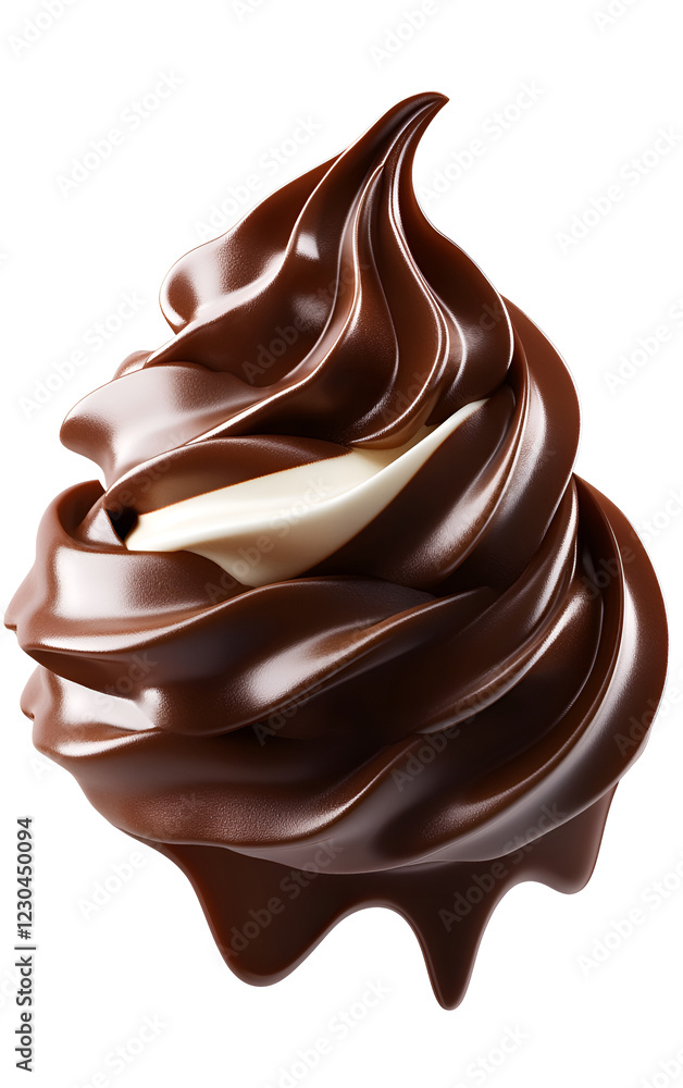 A dollop of chocolate whipped cream isolated against a clean white background, highlighting its smooth and rich texture. A dollop of chocolate whipped cream isolated against a clean white background, highlighting its smooth and rich texture.