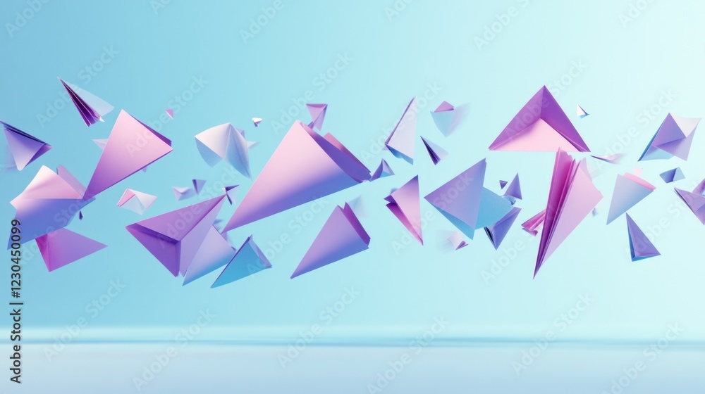 Abstract pastel pink and blue geometric shapes floating. Abstract pastel pink and blue geometric shapes floating.