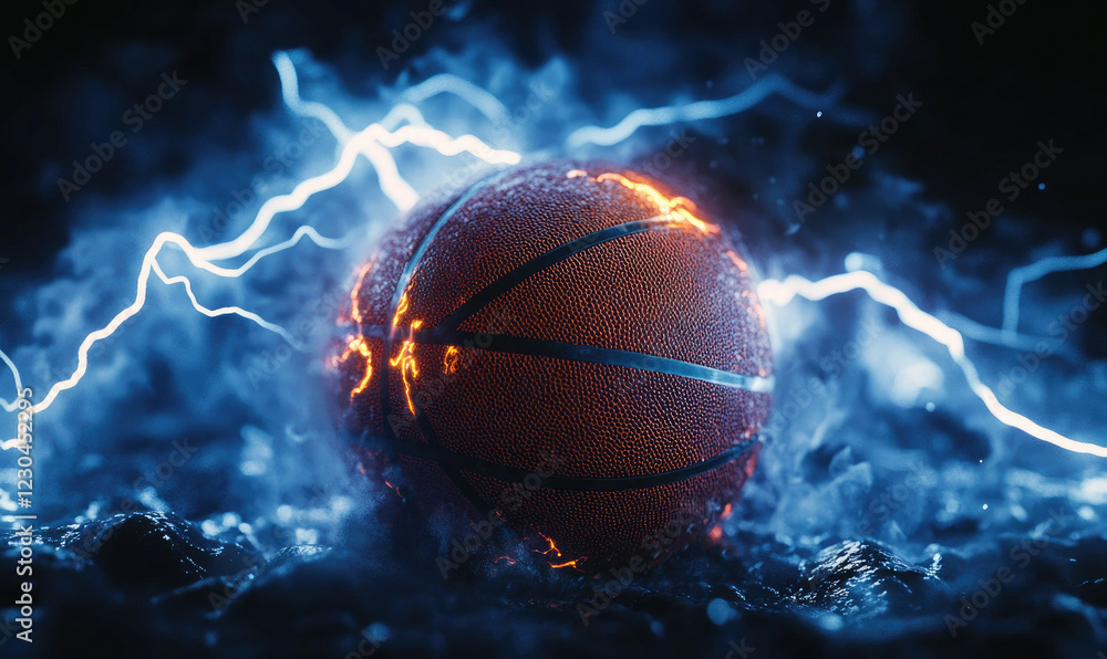 Fiery Basketball with Lightning in the Rain Fiery Basketball with Lightning in the Rain