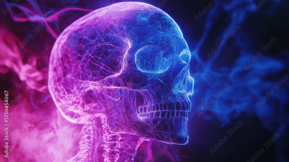 luminous human consciousness visualization translucent skull with intricate neural networks glowing in deep blues and purples cosmic energy streams luminous human consciousness visualization translucent skull with intricate neural networks glowing in deep blues and purples cosmic energy streams