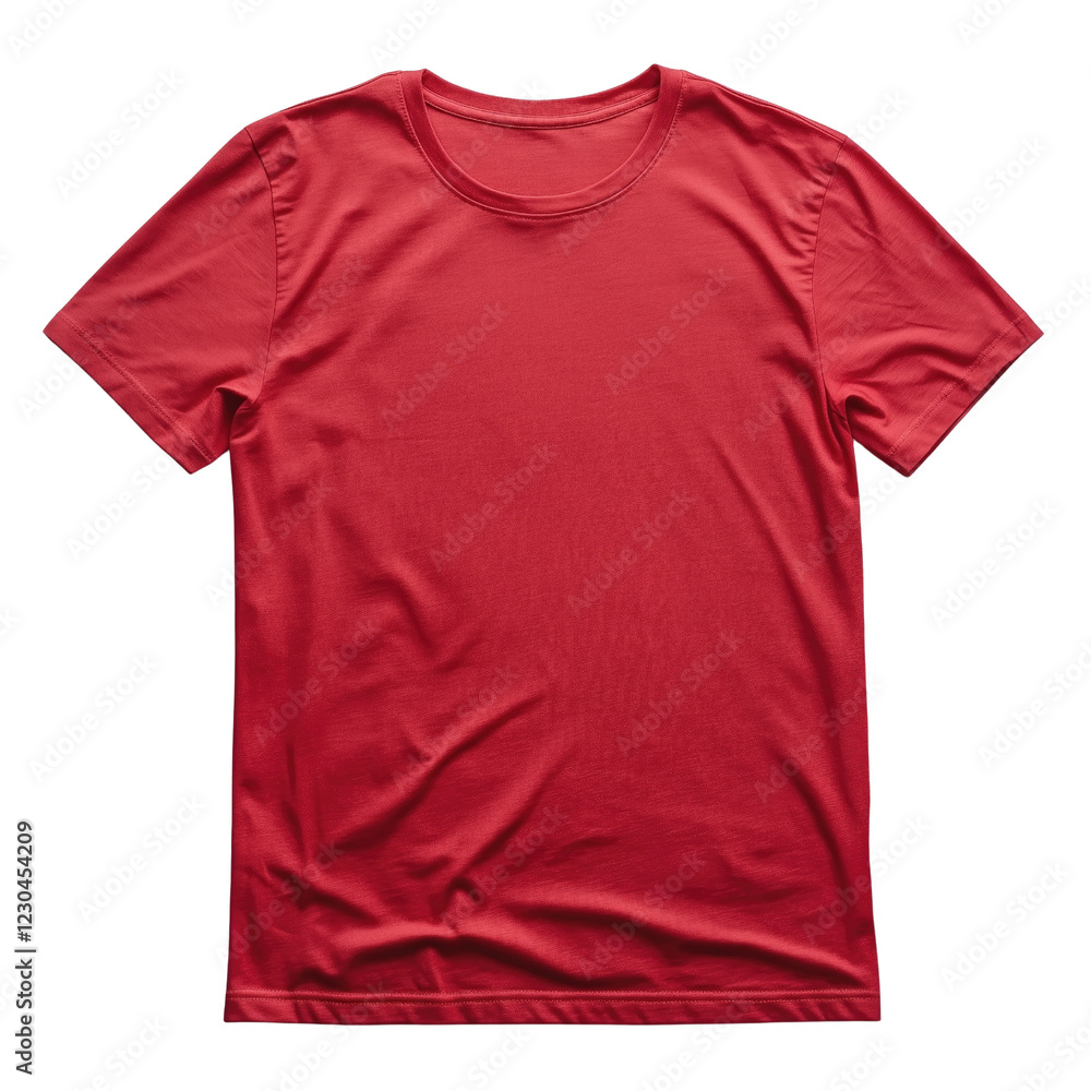 Classic solid red t-shirt on white or transparent background for clothing presentation Classic solid red t-shirt on white or transparent background for clothing presentation