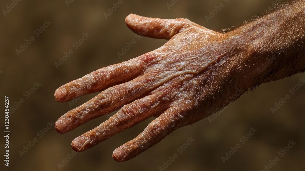 Fototapeta premium A Close-Up of a Man's Hand Covered in a White Substance