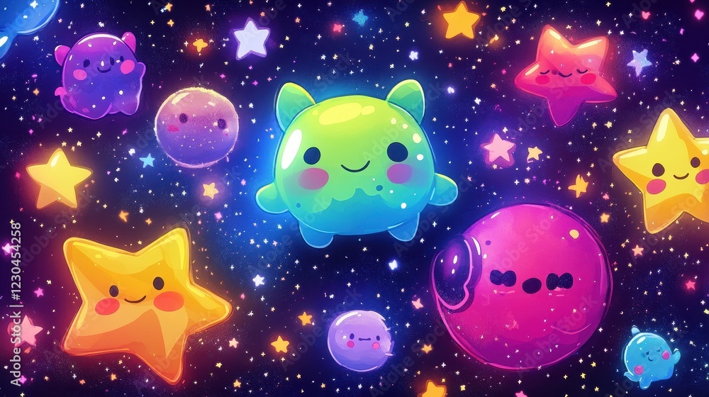 Cute Cosmic Creatures Adorn The Starry Galaxy Cute Cosmic Creatures Adorn The Starry Galaxy