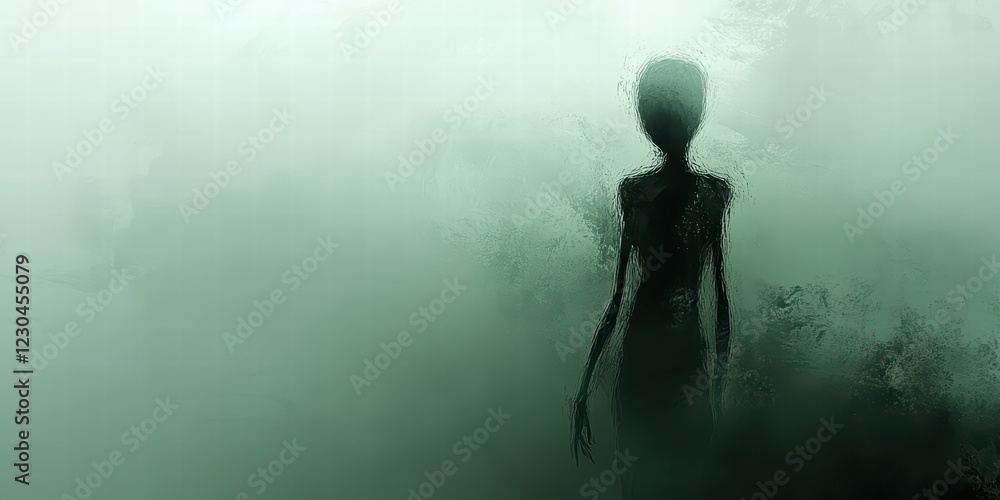 Mysterious Figure Emerging Through Fog in Eerie Atmosphere