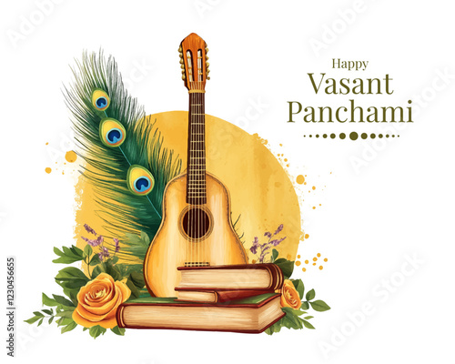 vector vasant panchami festival poster template