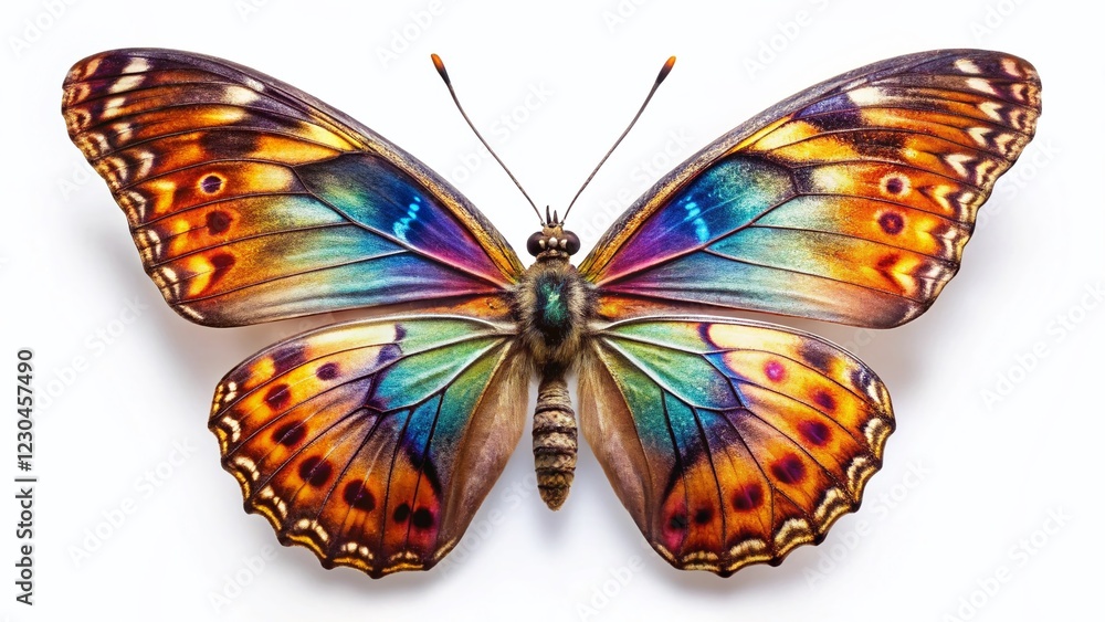 Obraz premium Stunning Monarch Butterfly Isolated on White, High-Resolution Stock Photo