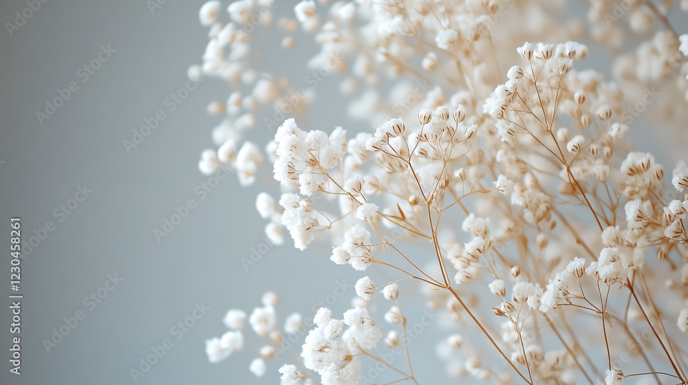 Gypsophila dry white flowers macro shot. Gypsophila dry white flowers macro shot.