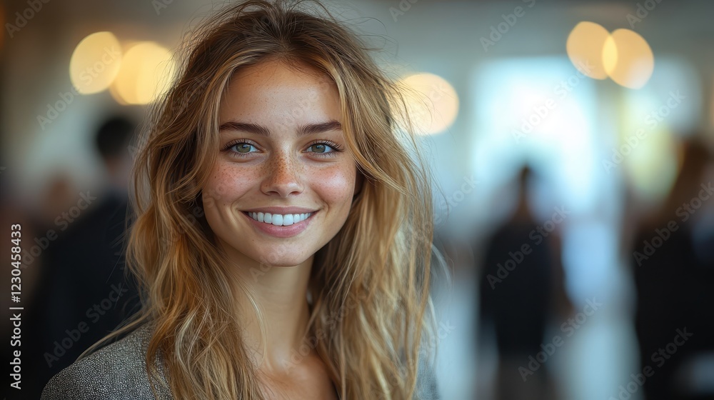 A networking event with professionals exchanging business cards and smiling. A networking event with professionals exchanging business cards and smiling.