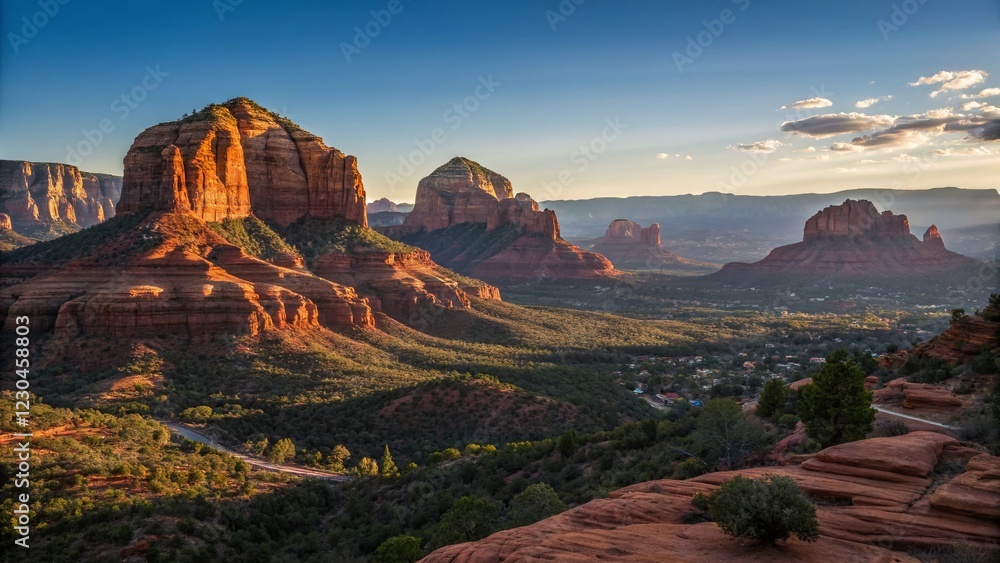 Fototapeta premium Stunning Sedona Arizona Landscape: Red Rock Buttes, High-Resolution Stock Photo