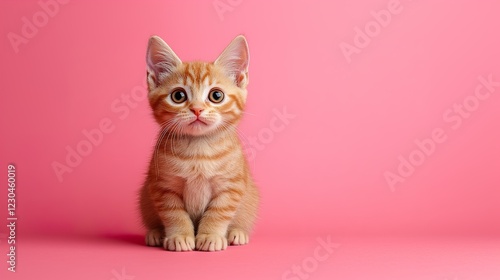 American Shorthair cat looking at the camera on a solid background   photo