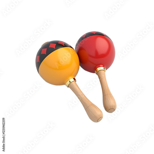 Vibrant Red and Yellow Maracas Pair Music Instrument
