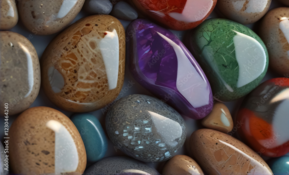 A mesmerizing display of glossy, iridescent stones with vibrant gradients and smooth textures, creating a modern and artistic composition full of color and elegance.
A mesmerizing display of glossy, iridescent stones with vibrant gradients and smooth textures, creating a modern and artistic composition full of color and elegance.