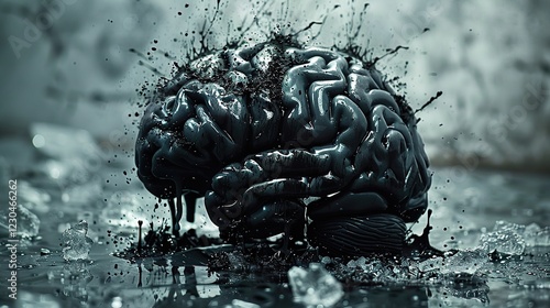 Human Brain Coated in Black Goo: A Side-View Concept photo