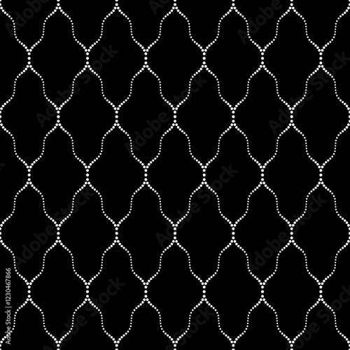 Vector seamless texture. Modern geometric background with shaped tiles of dots.