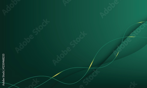 green abstract background decorated with luxury golden lines vector illustration