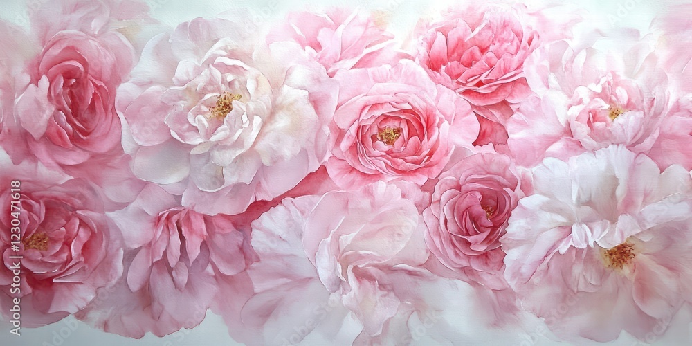 Soft Pink Floral Arrangement with Delicate Blossoms and Petals Soft Pink Floral Arrangement with Delicate Blossoms and Petals