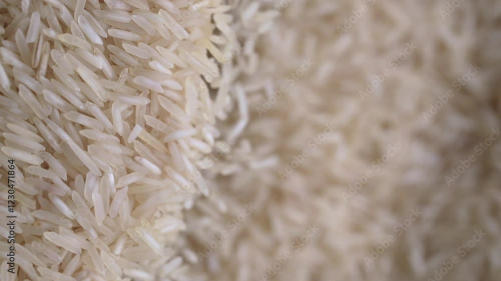 Macro video of Basmati rice. Heap of rice kept on rotating disk. Macro video of Basmati rice. Heap of rice kept on rotating disk.