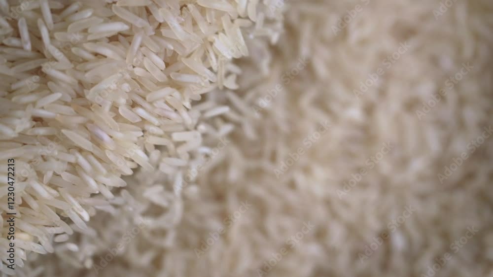 Macro video of Basmati rice. Heap of rice kept on rotating disk. Macro video of Basmati rice. Heap of rice kept on rotating disk.