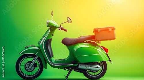 scooter with a sidecar is carrying a stack of boxes