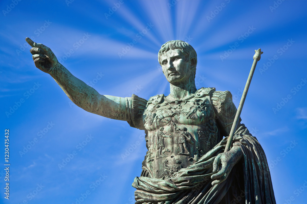 Julius Caesar, ancient statue in Rome, Italy. Concept for leadership, personal growth, personal development