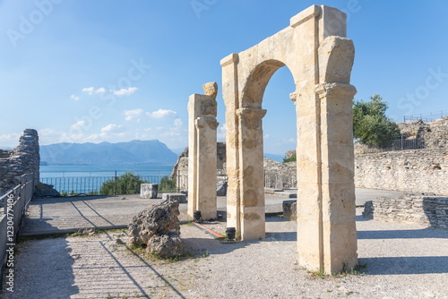 Italy travel destination. Grottoes of Catullus - Grotte di Catullo - antique Roman villa in Sirmione