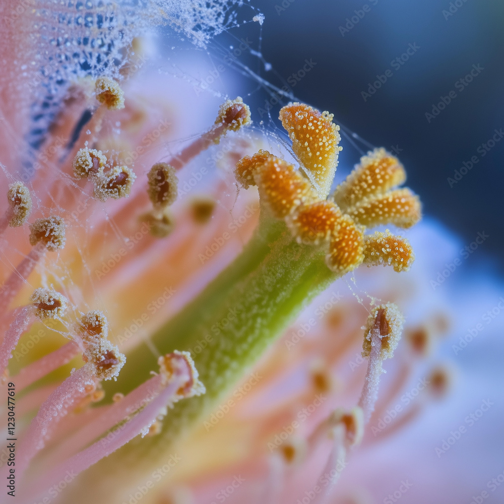 A macro shot of a flower's center, focusing on the intricate patterns of its pistil and surrounding petals. A macro shot of a flower's center, focusing on the intricate patterns of its pistil and surrounding petals.