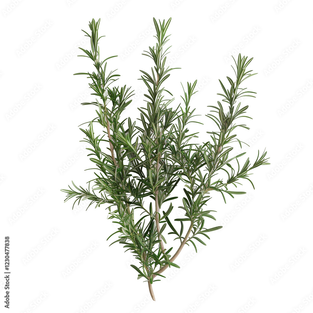 Fototapeta premium Rosemary Sprig Isolated on Black Background