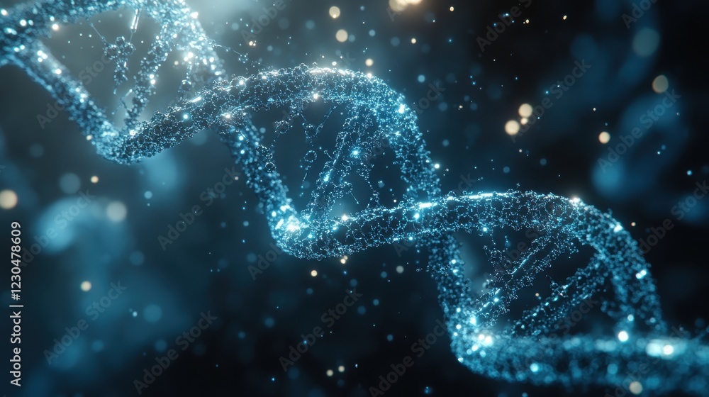 Dna helix enlarged model in bright colors and spots, Generative AI. Dna helix enlarged model in bright colors and spots, Generative AI.