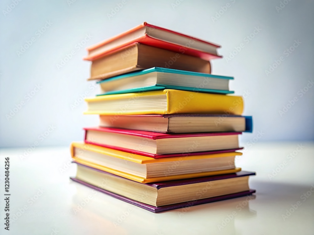 Tilt-Shift Photography: Stack of Books on White Background Tilt-Shift Photography: Stack of Books on White Background