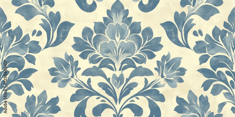 Elegant Blue Floral Damask Pattern Design Elegant Blue Floral Damask Pattern Design