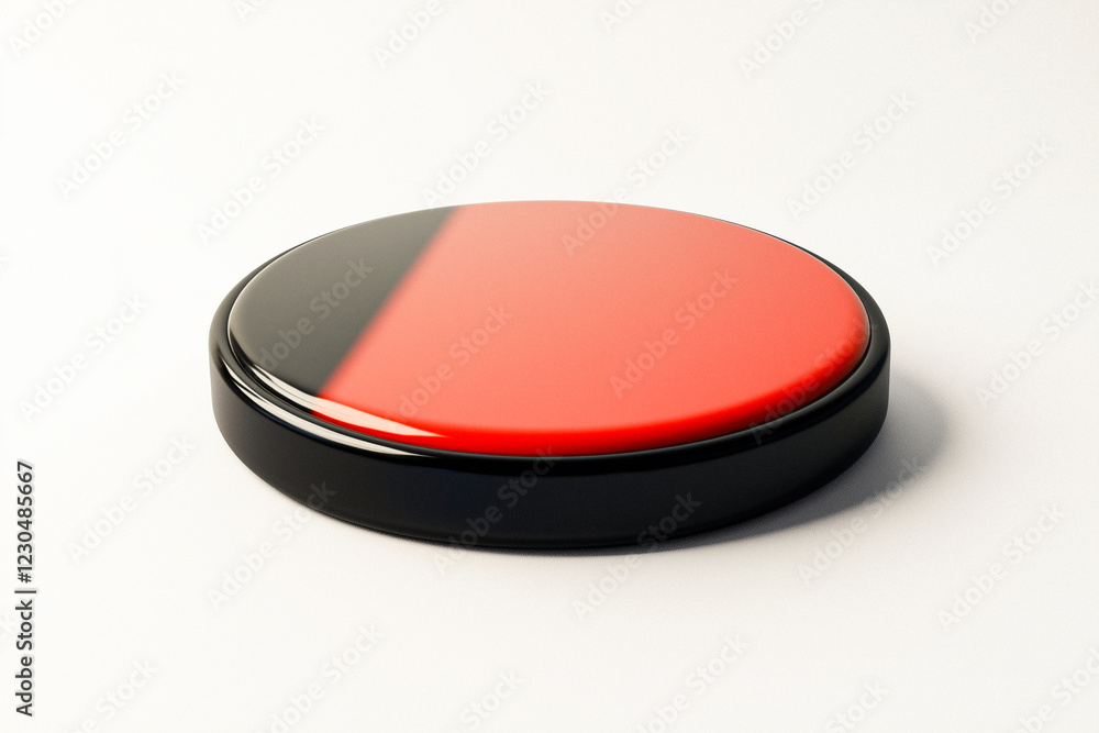 Circular Two-Tone Button: Red and Black