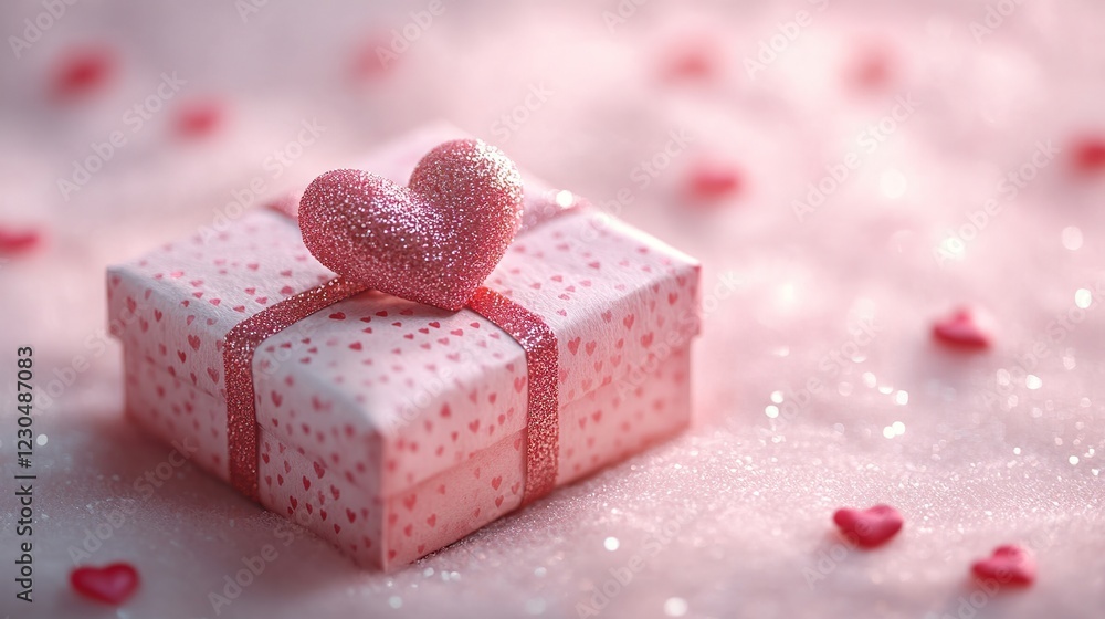 Holiday background with a gift box and heart decoration. Holiday background with a gift box and heart decoration.