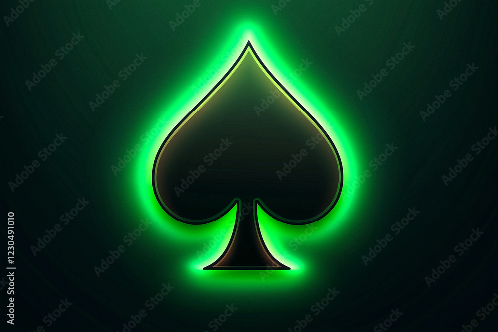 Neon Green Outline of a Black Spade Suit Neon Green Outline of a Black Spade Suit
